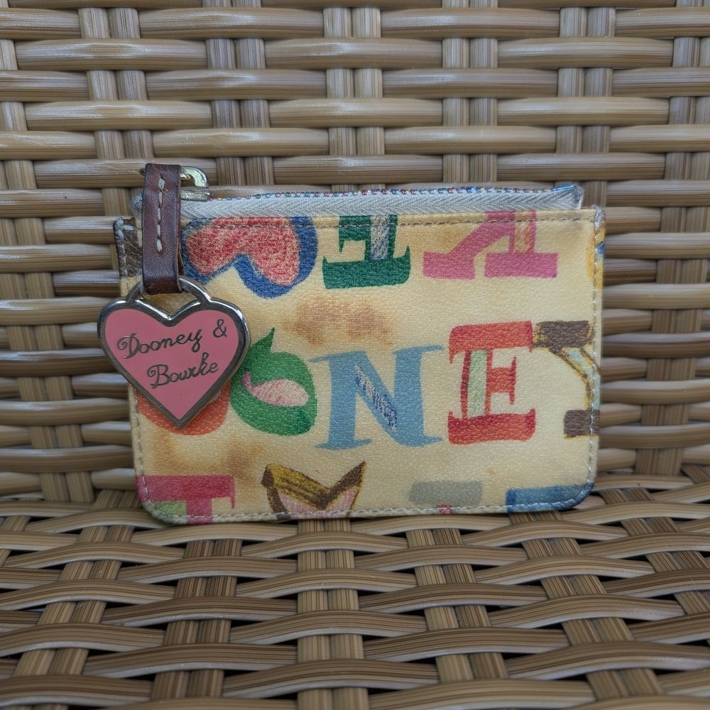Dooney & Bourke Multicolor Graffiti Doodle Card Holder Coin Wallet Key Chain